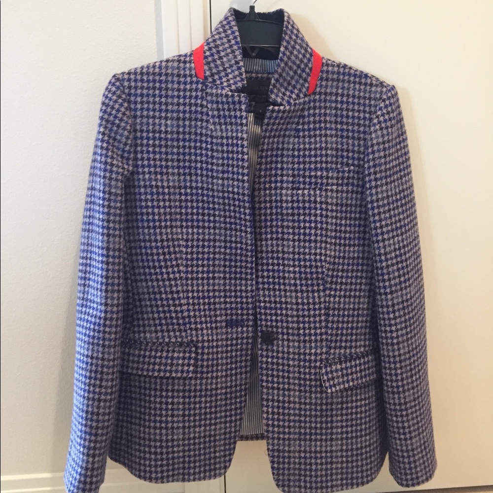 J Crew Wool Blue Plaid Regent Blazer Size 6